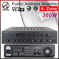 AmpAudio 360W Public Address Amplifier 4-Zone Selector With Bluetooth USB Amplifier