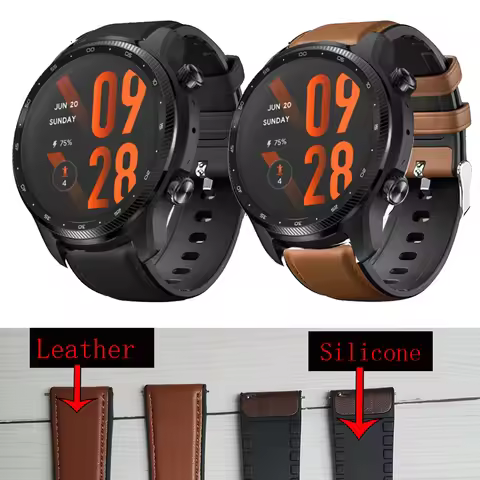 Watch Band For Ticwatch Pro 3 Ultra GPS Silicone Leather Strap For Ticwatch Pro X/2020/Pro 3 LTE/GTX