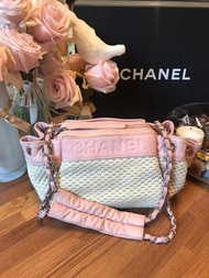 Chanel vintage 香奈兒包小羊皮加編織工藝粉紅包 限量版 直匯可議