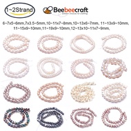 BeeBeecraft 1Strand Natural Cultured Freshwater Pearl Beads Strands Rondelle Old Lace for Jewelry Making