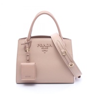 [Pre-owned] Prada PRADA Handbag Monochrome 2WAY 1BA269 2ERX F00RK CI Pink Beige Leather Monochrome 2