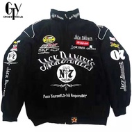 GTY Men's Vintage Racing Jacket Full Embroidery Premium Motorcycle Cool Black Baseball Ferrari F1 Na
