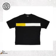 T-shirt Stripe Basic Net Man Black Yellow White Color Block XXL