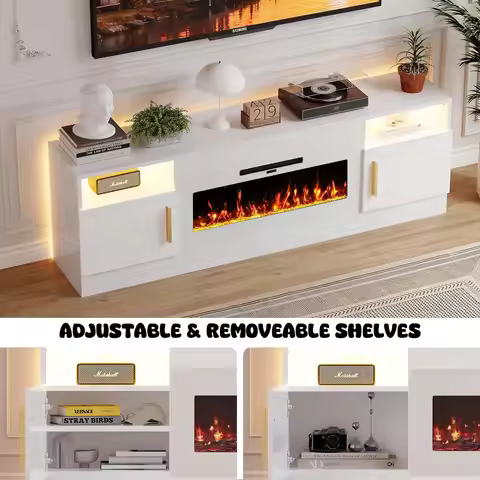 36’’ Electric Fireplace 70'' TV Media Entertainment Center Fireplace TV Stand for TVs Up to 80 Inch 