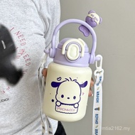 Girls Strap Food Grade 2023 Children's Straw Cup High-value Water Cup Thermos Cup 304 New Style Ther