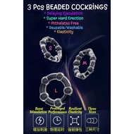 3Pcs Silicone Beaded P3nis Rings Constriction Rings For Men
