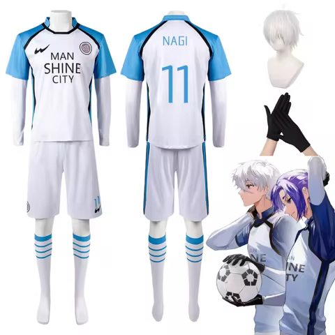 Anime Blue Lock NAGI Cosplay Costumes Seishiro Nagi Wigs MAN SHINE CITY Team Football Uniform #11 Na