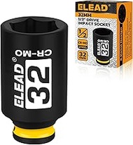 1/2" Drive Deep Impact Socket, 32 mm Metric 6 Point 1/2-inch Drive Impact Axle Nut Sockets, CR-MO Nu
