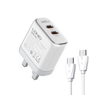 ชุดเสี่ยงทาย LDNIO GaN PD Quick Charge Plug Type-C คู่พร้อมสายข้อมูล ชาร์จโทรศัพท์มือถือ นาฬิกาอัจฉร