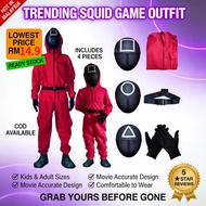 Squid Game Durable Jumpsuit Costume with Accessories - Suitable for Adults and Kids