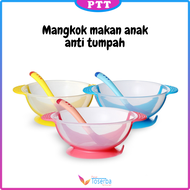 PTT Tempat Makan Bayi Silicon Mangkok Sensor Panas Anti Tumpah Alat Makan Bayi + Sendok Murah Import