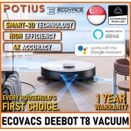 【SG 1YR WARRANTY】ECOVACS DEEBOT OZMO T8 Robot Vacuum Cleaner 3D | High Precision Obstacle Identification Avoidance