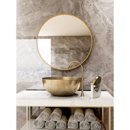 Aluminum alloy bathroom mirror toilet cosmetic mirror wall hanging mirror Nordic wind round mirror
