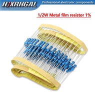 50PCS 1/2W Metal Film Resistor 1% 20R-2.2K 20R 27R 36R 43R 51R 68R 75R 91R 100R 220R 300R 470R 750R 