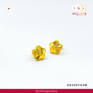 WELL CHIP Flower Studs Earrings - 916 Gold/Anting-anting Kancing Bunga - 916 Emas