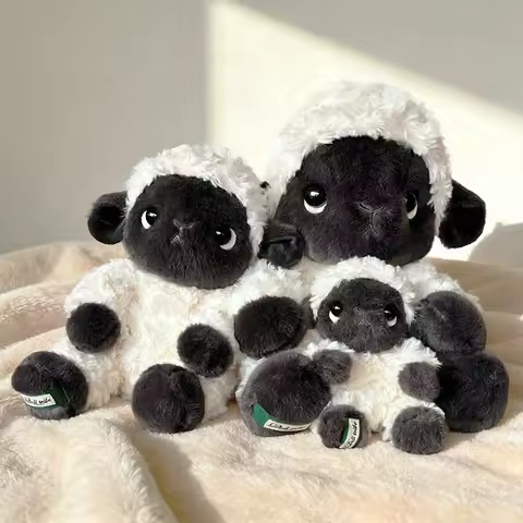 Cute Valais Blacknose Sheep Plush Keychain Soft Cartoon Stuffed Animal Bag Charm Kawaii Black Face L
