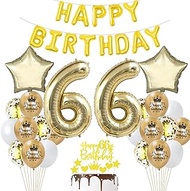 66th Birthday Decoration Set - Balloons Gold White for Men and Women - Party Decoration Champagne Go
