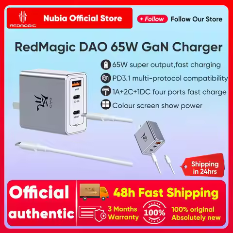 Red Magic DAO 65W GaN Charger Super Fast Charger 2C1A for Nubia Z60 Ultra Iphone 15 Pro Max Xiaomi H