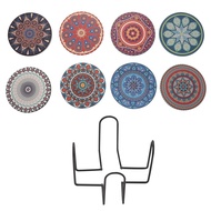 Coasters for Drinks Set of 8 Absorbent Stone Coasters for Wooden Table Mandala Ceramic Coasters with