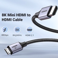 UGREEN Mini HDMI Cable HDMI 2.1 8K/60Hz Mini HDMI to HDMI Cable Male to Male Support HDR HDCP 2.3 3D Dolby Audio For Cam