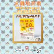 Lucky2 內地/澳門/台灣 80GB 年卡 