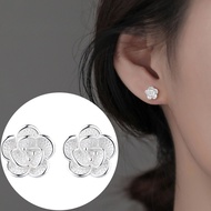 100% original Italian 925 sterling silver New Delicate White Camellia Flower Earrings For Women Part
