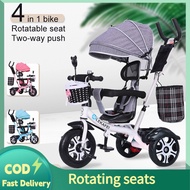 4 in 1 Baby Tricycle Portable 3 Wheels Kids Push Stroller Baby Trike Bike Toy for Boy and Girl