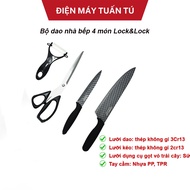 Bộ dao nhà bếp 4 món Lock&Lock kitchen knife set - màu đen CKK103S4BLK