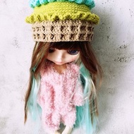 Blythe hat crochet blue green Ice Cream