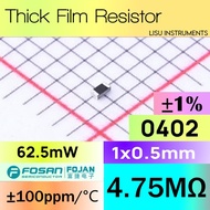4.75M 0402 ±1% 62.5mW SMD Thick Film Resistor 4.75M FRC0402F4754TS FOJAN
