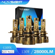 Novsight T24Y 4300K Warm White Car LED Headlight H4 H7 H11 9005 9006 130W 28000LM Canbus 2PCS