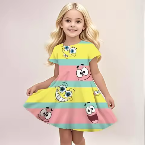 MINISO Authorizes 3D Printing Christmas Spongebob Special Edition Dresses Girls Clothing Holiday 202