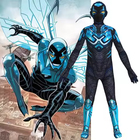 Blue Beetle Costume Kids Adult Superhero Jaime Reyes Mcfarland Cosplay Bodysuit Jumpsuit Suit Mask H