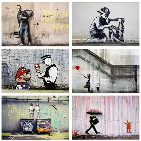 Banksy Poster Graffiti Wall Art Canvas Painting Posters Prints Abstract Wall Pictures for Living Roo