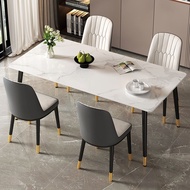 [🔥Free Delivery🚚🔥]Stone Plate Dining Table Home Modern Minimalist Dining Table Living Room Rectangular Dining Table Marble Dining-Table Dining Tables and Chairs Set