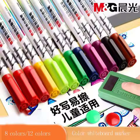 M&G Colored Whiteboard Markers, Erasable Whiteboard Markers, 8 Colors/12 Colors Markers for Student 
