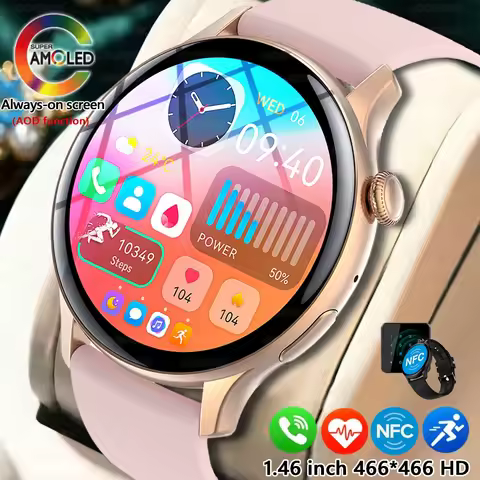 2025 New NFC Bluetooth Call Smart Watch Women Always-On Display Time, Heart Rate Health Monitoring A