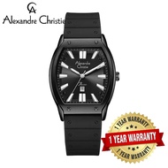 [Official Warranty] Alexandre Christie 2941LDRIPBA Women's Black Dial Silicone Strap Watch