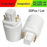 20pcs/lot GX24 to E27 Adapter GX24Q to E27 E26 Lamp LightLamp Adapter G24 To E27 Soket Dasar Mentol 