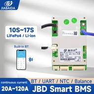JIABAIDA Smart BMS 10S 12S 13S 14S 16S 17S LiFePo4 Li-ion Battery 20A-120A JBD BMS BT UART Balance