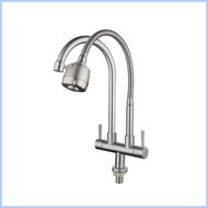 [MUF HJDS NCX 132] 304 Stainless Steel Double Sink Tap 2 Mode 360° Rotate Kitchen Water Faucet Flexi