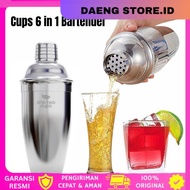One Two Cups 6 in 1 Bartender Cobbler Cocktail Shaker 550ml Stainless Steel Cocktail Shaker Mixer Wi