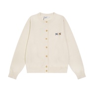 Genuine 2026 Maison Kitsune Legal System Niche Fox Head Embroidery Series Breasted Round Neck Knitte