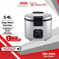 Butterfly 5.4L Rice Cooker BRC-6066 Periuk Nasi with Keep Warm Function Stainless Steel Housing