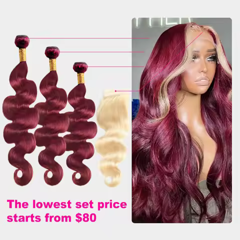 Burgundy 99j Body Wave Bundles 100% Human Hair 16A Remy Brazilian Virgin Weave Hair 3 4Pcs Raw Hair 