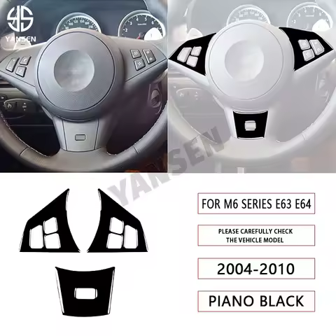 Car Steering Wheel Trim Panel Sticker For BMW 6 Series M6 E63 E64 2004-2010 Carbon Fiber Interior Tr