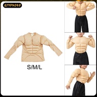 [qjypno49] Kids Muscle Shirt Costume 3D Funny Body Builder Clothes for Cosplay Party Events