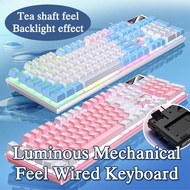 Gaming Keyboard 104 Keys Wired Keyboard Backlit Mechanical Feel Computer Esports Peripherals for Desktop Laptop