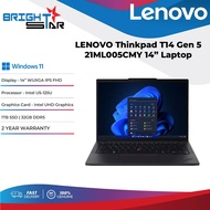 LENOVO Thinkpad T14 Gen 5 21ML005CMY Laptop 14" WUXGA IPS/U5-125U/Intel UHD/32GB DDR5/1TB SSD/Win11 