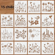 15 CÁI Bộ Mẫu Stencil Lớn 6x6 Inch Bộ Tranh Có Thể Tái Sử Dụng Cho Vải Treo Tường Đồ Thủ Công DIY